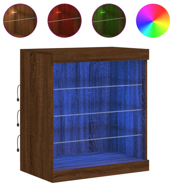 Sideboard mit LED-Leuchten Braun Eichen-Optik 60,5x37x67 cm