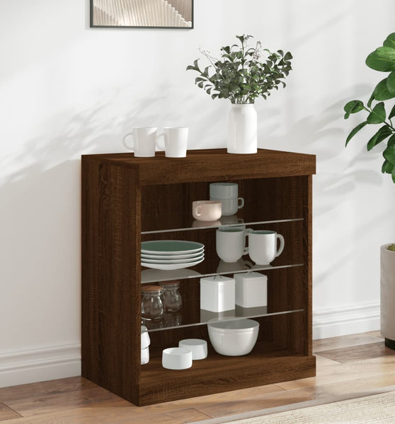Sideboard mit LED-Leuchten Braun Eichen-Optik 60,5x37x67 cm