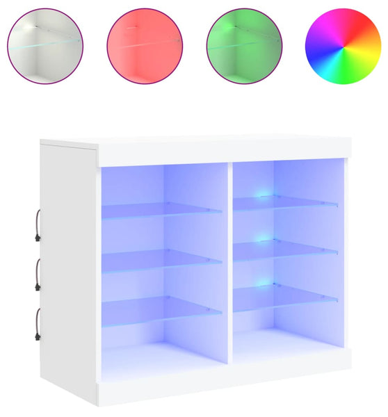 Sideboard mit LED-Leuchten Weiß 81x37x67 cm