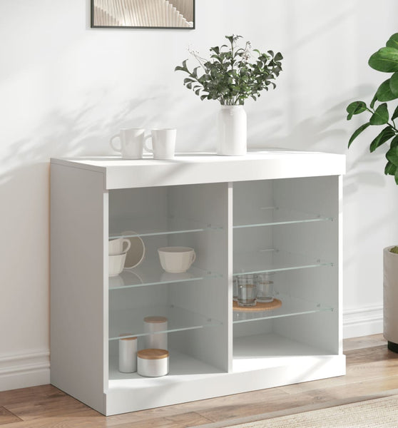 Sideboard mit LED-Leuchten Weiß 81x37x67 cm