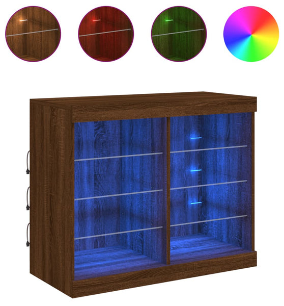Sideboard mit LED-Leuchten Braun Eichen-Optik 81x37x67 cm