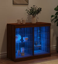 Sideboard mit LED-Leuchten Braun Eichen-Optik 81x37x67 cm