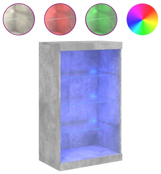 Sideboard mit LED-Leuchten Betongrau 60,5x37x100 cm