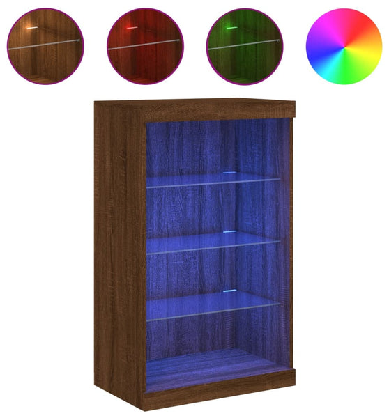 Sideboard mit LED-Leuchten Braun Eichen-Optik 60,5x37x100 cm