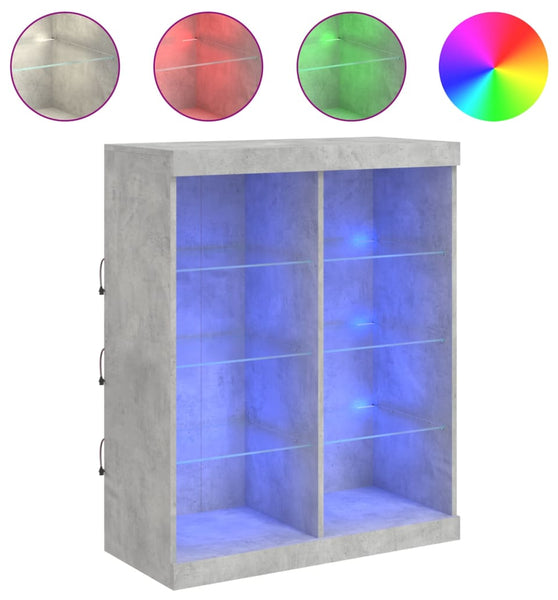 Sideboard mit LED-Leuchten Betongrau 81x37x100 cm