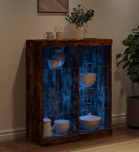 Sideboard mit LED-Leuchten Räuchereiche 81x37x100 cm