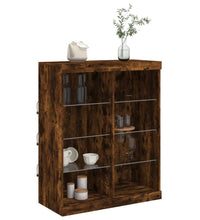 Sideboard mit LED-Leuchten Räuchereiche 81x37x100 cm