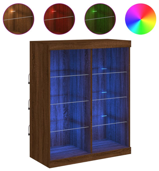 Sideboard mit LED-Leuchten Braun Eichen-Optik 81x37x100 cm