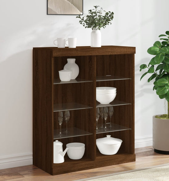 Sideboard mit LED-Leuchten Braun Eichen-Optik 81x37x100 cm