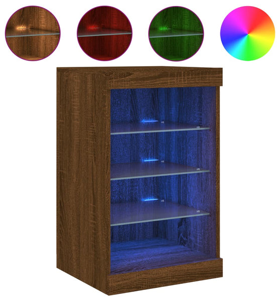 Sideboard mit LED-Leuchten Braun Eichen-Optik 41x37x67 cm