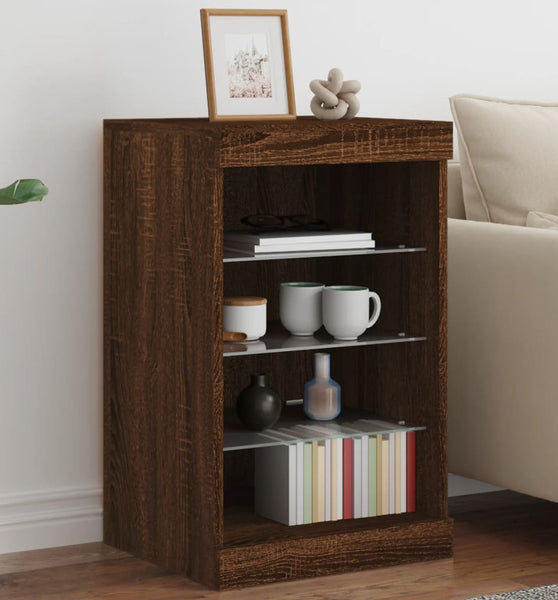 Sideboard mit LED-Leuchten Braun Eichen-Optik 41x37x67 cm