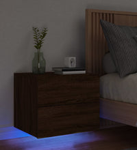 Wand-Nachttisch mit LED-Leuchten Braun Eichen-Optik