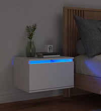 Wand-Nachttisch mit LED-Leuchten Weiß