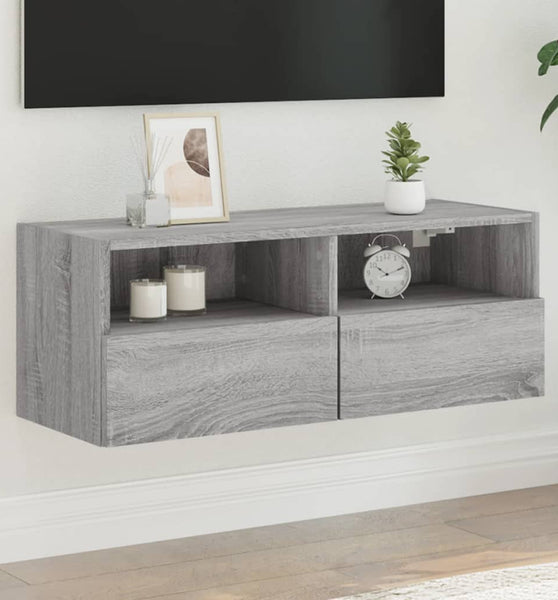 TV-Wandschrank Grau Sonoma 80x30x30 cm Holzwerkstoff