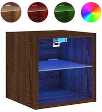 TV-Wandschrank mit LED-Leuchten Braun Eichen-Optik 30x28,5x30cm