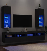 TV-Schränke mit LED-Leuchten 2 Stk. Schwarz 30,5x30x90 cm