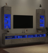 TV-Schränke mit LED-Leuchten 2 Stk. Betongrau 30,5x30x90 cm