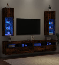 TV-Schränke mit LED-Leuchten 2 Stk. Räuchereiche 30,5x30x90 cm