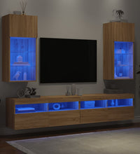 TV-Schränke mit LED-Leuchten 2 Stk. Sonoma-Eiche 40,5x30x90 cm