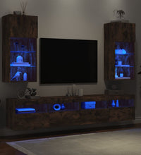 TV-Schränke mit LED-Leuchten 2 Stk. Räuchereiche 40,5x30x90 cm