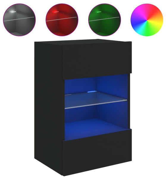 TV-Wandschrank mit LED-Leuchten Schwarz 40x30x60,5 cm