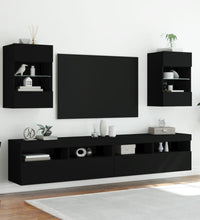 TV-Wandschränke mit LED-Leuchten 2 Stk. Schwarz 40x30x60,5 cm