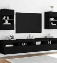 TV-Wandschränke mit LED-Leuchten 2 Stk. Schwarz 40x30x60,5 cm