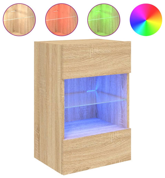 TV-Wandschrank mit LED-Leuchten Sonoma-Eiche 40x30x60,5 cm