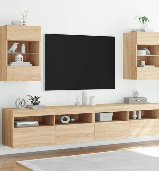 TV-Wandschränke mit LED-Leuchten 2 Stk. Sonoma-Eiche