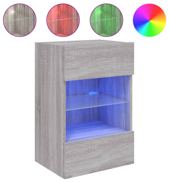 TV-Wandschrank mit LED-Leuchten Grau Sonoma 40x30x60,5 cm