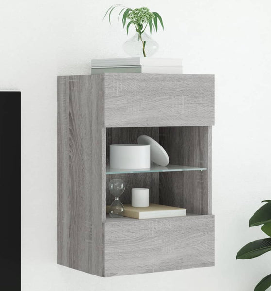 TV-Wandschrank mit LED-Leuchten Grau Sonoma 40x30x60,5 cm