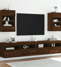 TV-Wandschrank mit LED-Leuchten Braun Eichen-Optik 40x30x60,5cm