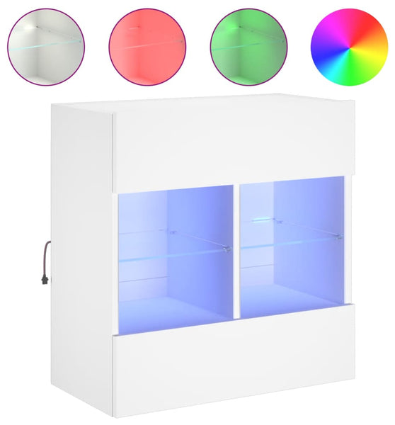 TV-Wandschrank mit LED-Leuchten Weiß 58,5x30x60,5 cm