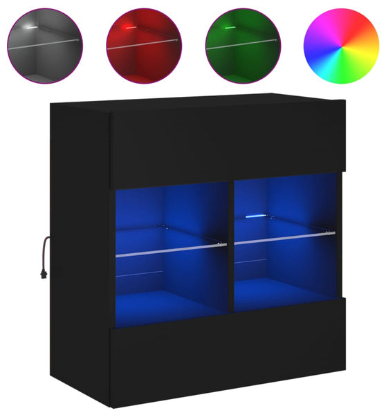 TV-Wandschrank mit LED-Leuchten Schwarz 58,5x30x60,5 cm