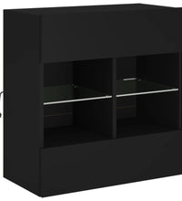 TV-Wandschrank mit LED-Leuchten Schwarz 58,5x30x60,5 cm