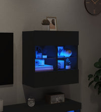 TV-Wandschrank mit LED-Leuchten Schwarz 58,5x30x60,5 cm