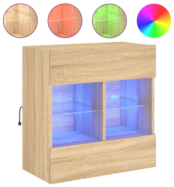 TV-Wandschrank mit LED-Leuchten Sonoma-Eiche 58,5x30x60,5 cm