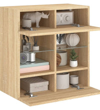 TV-Wandschrank mit LED-Leuchten Sonoma-Eiche 58,5x30x60,5 cm