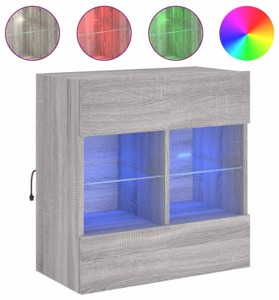 TV-Wandschrank mit LED-Leuchten Grau Sonoma 58,5x30x60,5 cm