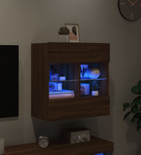 TV-Wandschrank mit LED-Leuchten Braun Eichen-Optik