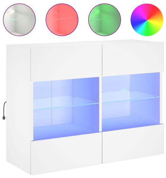 TV-Wandschrank mit LED-Leuchten Weiß 78,5x30x60,5 cm