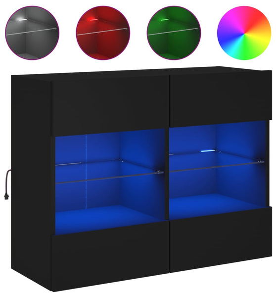 TV-Wandschrank mit LED-Leuchten Schwarz 78,5x30x60,5 cm