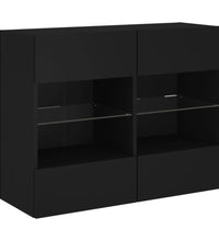 TV-Wandschrank mit LED-Leuchten Schwarz 78,5x30x60,5 cm