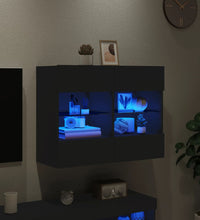 TV-Wandschrank mit LED-Leuchten Schwarz 78,5x30x60,5 cm