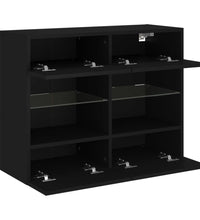 TV-Wandschrank mit LED-Leuchten Schwarz 78,5x30x60,5 cm