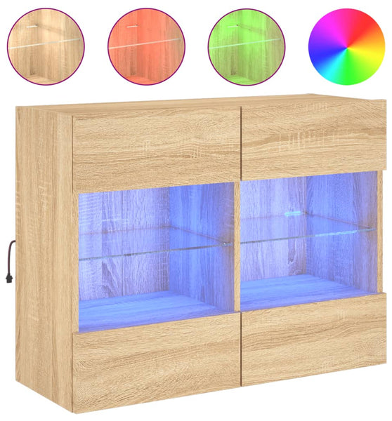 TV-Wandschrank mit LED-Leuchten Sonoma-Eiche 78,5x30x60,5 cm