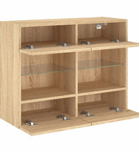 TV-Wandschrank mit LED-Leuchten Sonoma-Eiche 78,5x30x60,5 cm