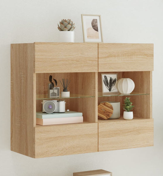 TV-Wandschrank mit LED-Leuchten Sonoma-Eiche 78,5x30x60,5 cm