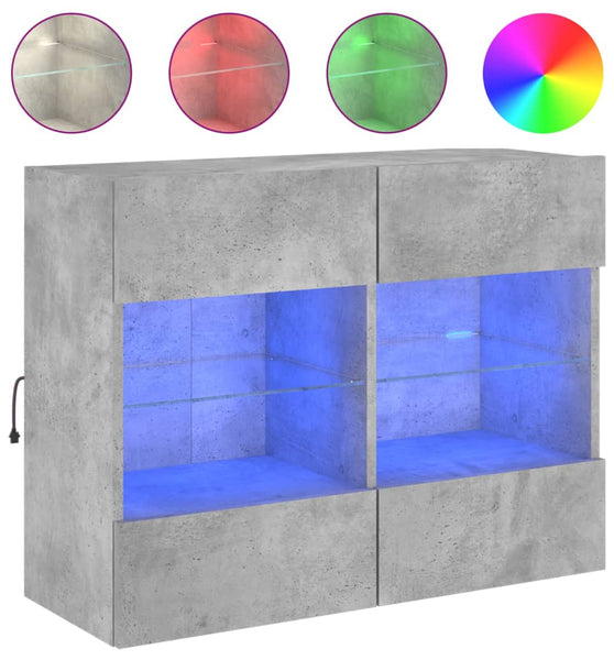 TV-Wandschrank mit LED-Leuchten Betongrau 78,5x30x60,5 cm