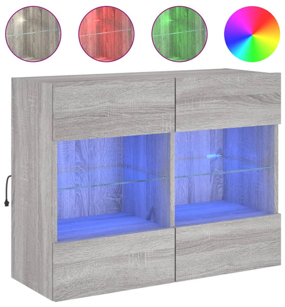 TV-Wandschrank mit LED-Leuchten Grau Sonoma 78,5x30x60,5 cm